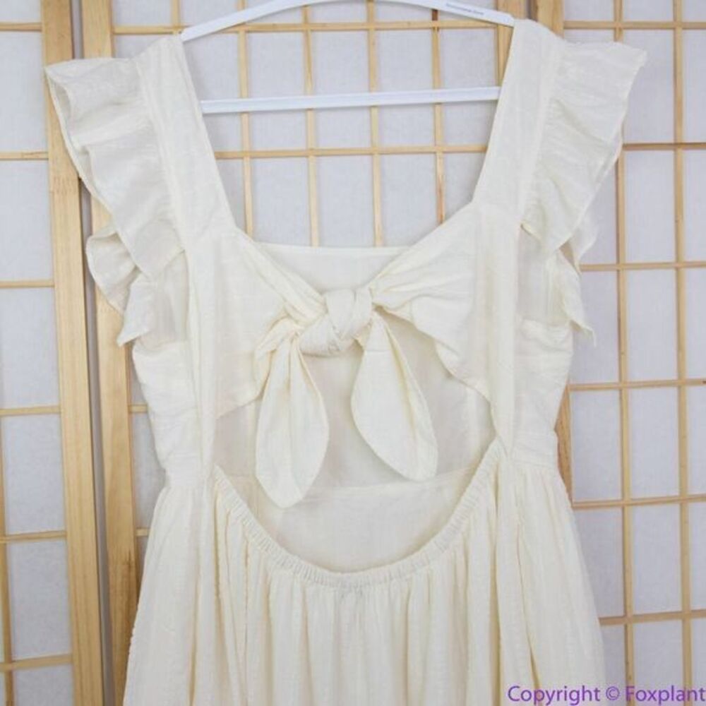 NEW Madewell Ruffle-Strap Tiered‎ Midi Dress in Textural Stripe, XL - Picture 8 of 16